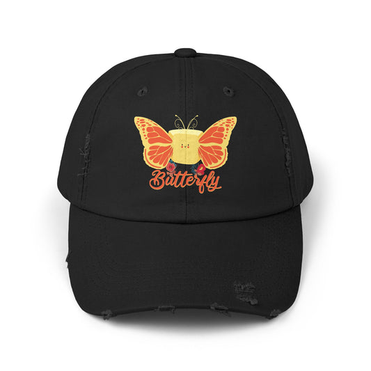 Cute Butterfly Distressed Cap